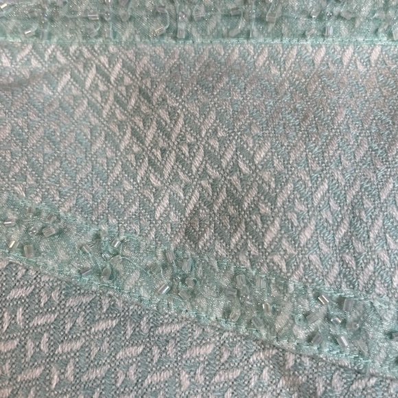 Worthington Womens teal Blue sequined waist flare knee length Skirt size 12 NWT - Picture 5 of 14